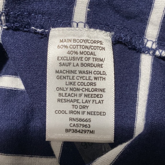 Navy Blue and White Striped Top, Scoop Neck Short Sleeve Tee, Cotton Modal Blend - Picture 12 of 12